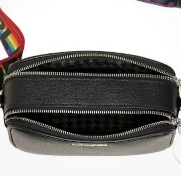 KARL LAGERFELD PARIS MAYBELLE CAMERA CROSSBODY BAG RAINBOW STRIPE STRAP CASUAL - Picture 8 of 16